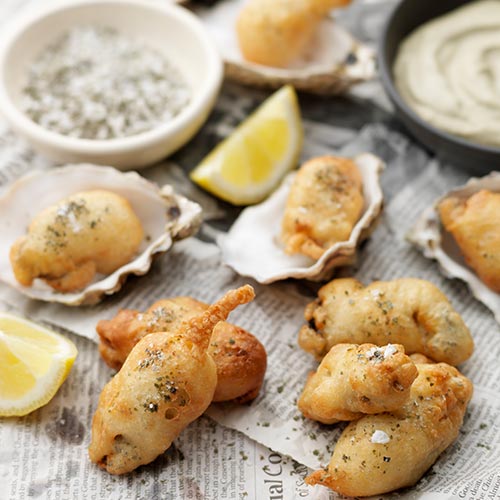 OYSTER FRITTERS WITH SEAWEED MAYONNAISE