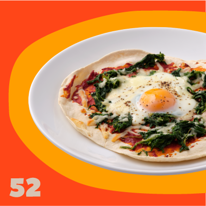 SPINACH AND EGG FLATBREAD PIZZA