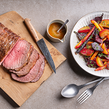 ROAST SIRLOIN WITH BABY CARROTS & SUMMER BEETS