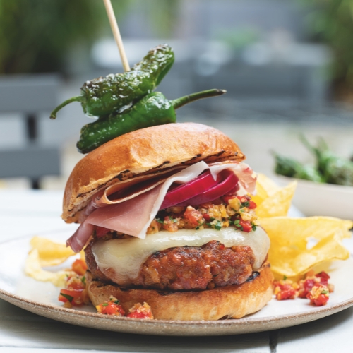 Spicy Pork Burgers with Romanesco Salsa