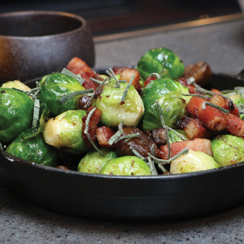 BRUSSEL SPROUTS WITH BACON AND CHESTNUTS
